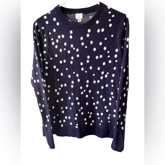 A New Day Woman’s Navy Sweater with White Polka Dots - Size Large - Picture 1 of 7